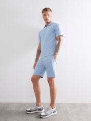 River Island Blue Slim Fit Pintuck Open Collar T-Shirt - Image 3 of 4