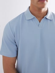 River Island Blue Slim Fit Pintuck Open Collar T-Shirt - Image 4 of 4