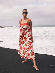 Mint Velvet Red Floral Print 100% Cotton Maxi Dress - Image 2 of 8