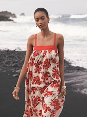 Mint Velvet Red Floral Print 100% Cotton Maxi Dress - Image 4 of 8