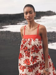 Mint Velvet Red Floral Print 100% Cotton Maxi Dress - Image 6 of 8