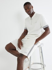 River Island White Slim Taped Embroidery Shorts - Image 2 of 4