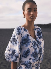 Mint Velvet Blue Floral Print 100% Cotton Cropped Top - Image 5 of 8