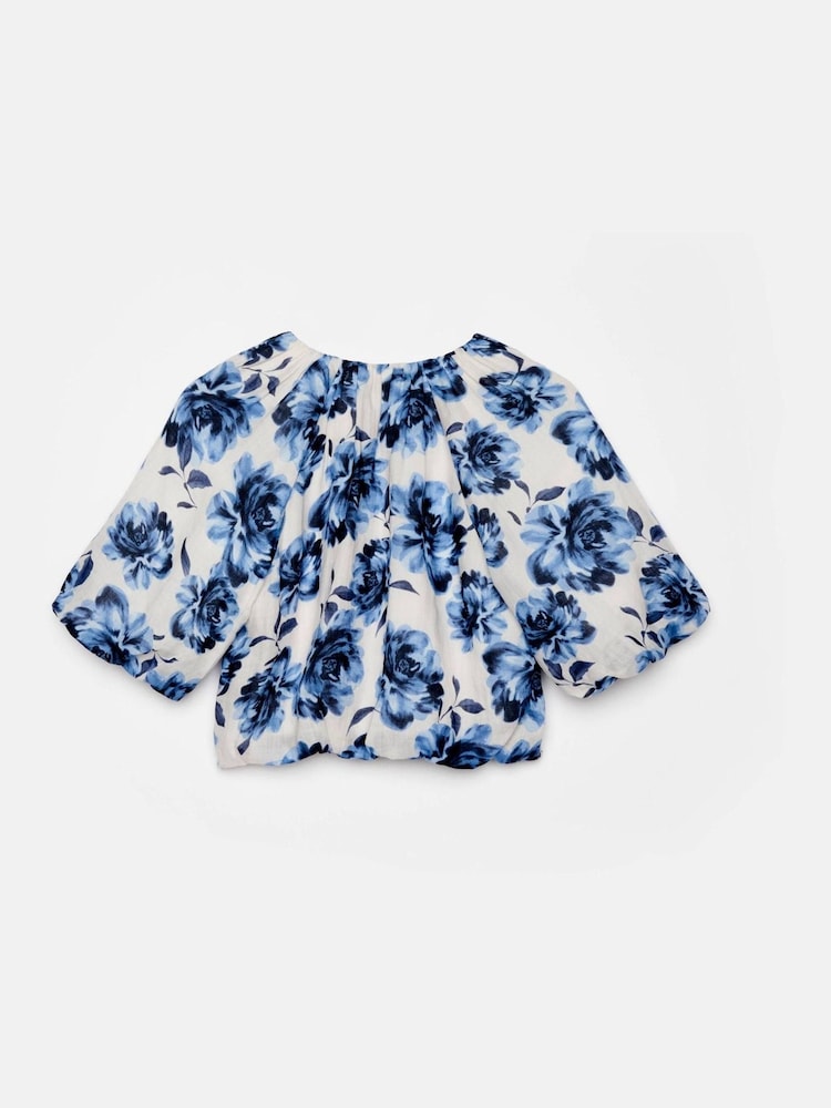 Mint Velvet Blue Floral Print 100% Cotton Cropped Top - Image 8 of 8 Mint Velvet Blue Floral Print 100% Cotton Cropped Top - Image 8 of 8
