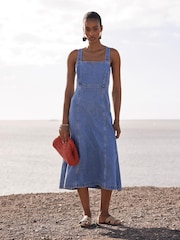 Mint Velvet Blue Denim 100% Cotton Midi Dress - Image 1 of 8