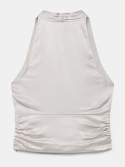 Mint Velvet Natural Satin Wrap Top - Image 6 of 6