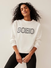 Mint Velvet White Soho Graphic Sweatshirt - Image 1 of 8