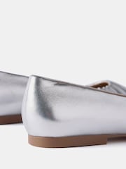 Mint Velvet Silver Leather Ballet Flat Shoes - Image 4 of 4