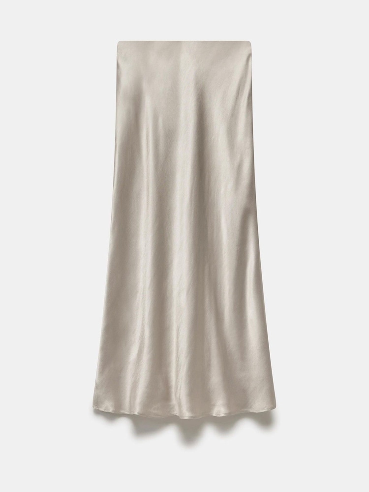 Mint Velvet Natural Satin Slip Midi Skirt - Image 6 of 6