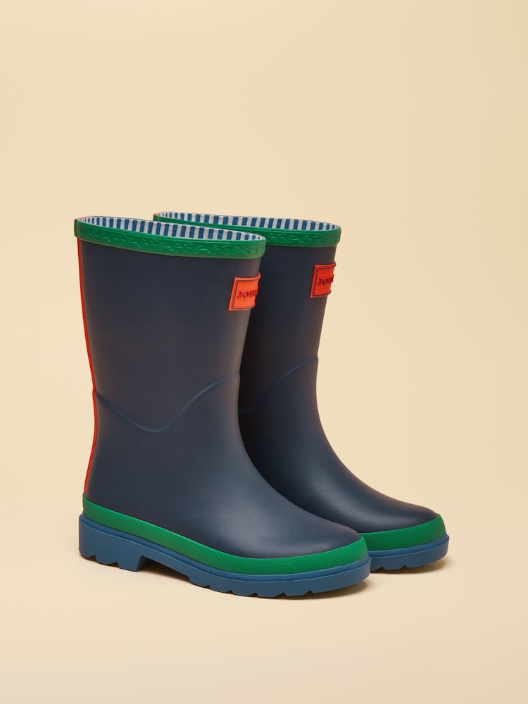 Joules Kids' Blue & Green Colourblock Wellies - Image 1 of 6
