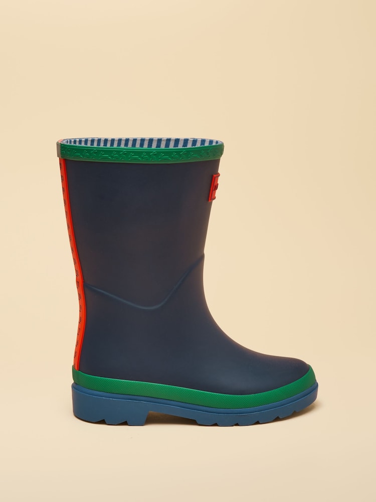 Joules Kids' Blue & Green Colourblock Wellies - Image 2 of 6