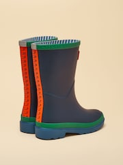 Joules Kids' Blue & Green Colourblock Wellies - Image 3 of 6