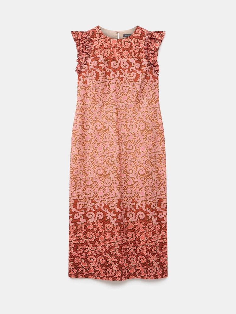 Womens Mint Velvet Orange Printed 100% Cotton Midi Dress US 4