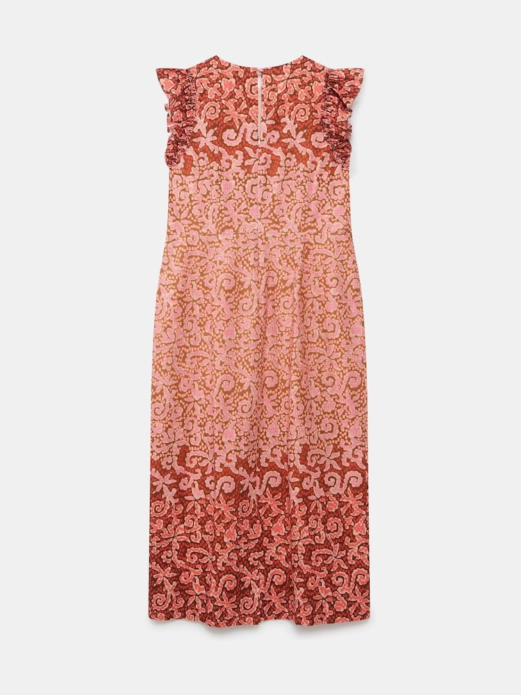 Mint Velvet Orange Printed 100% Cotton Midi Dress - Image 8 of 8