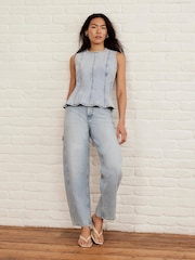 Mint Velvet Blue Barrel Leg Jeans - Image 5 of 7