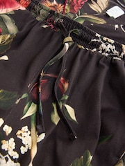 Charcoal Grey Floral Print Jersey Button Through Pyjamas - Image 11 of 12