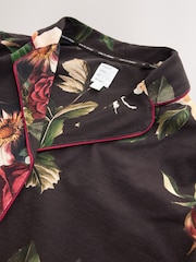 Charcoal Grey Floral Print Jersey Button Through Pyjamas - Image 12 of 12