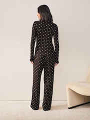 Chocolate Brown Spot Ribbed Long Sleeve Pyjamas - Image 4 of 9
