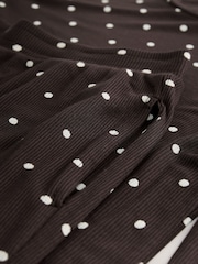 Chocolate Brown Spot Ribbed Long Sleeve Pyjamas - Image 9 of 9