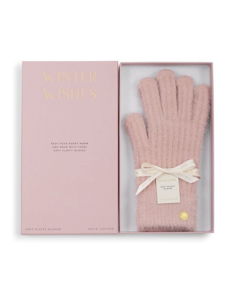 Katie Loxton Pink Gift Boxed Soft Knit Gloves - Image 3 of 3