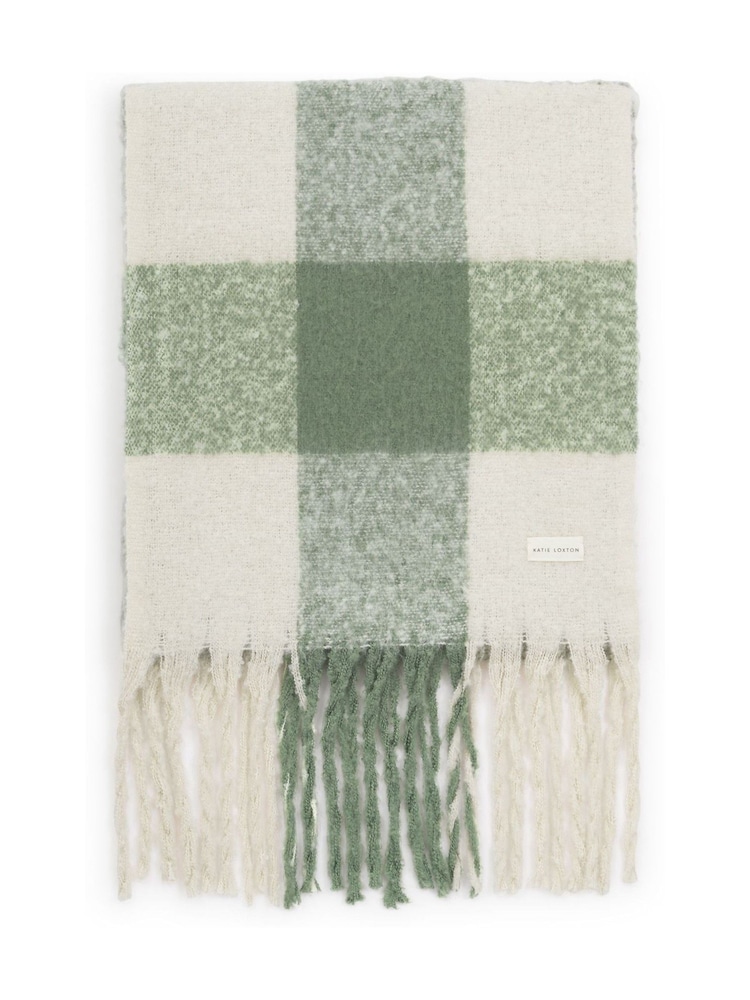 أخضر - Katie Loxton Oversized Checked Tassel Scarf - صورة 1 من 4