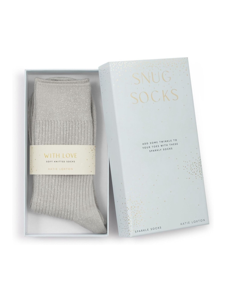 Katie Loxton Grey Gift Boxed Sparkle Socks - Image 1 of 2 Katie Loxton Grey Gift Boxed Sparkle Socks - Image 1 of 2