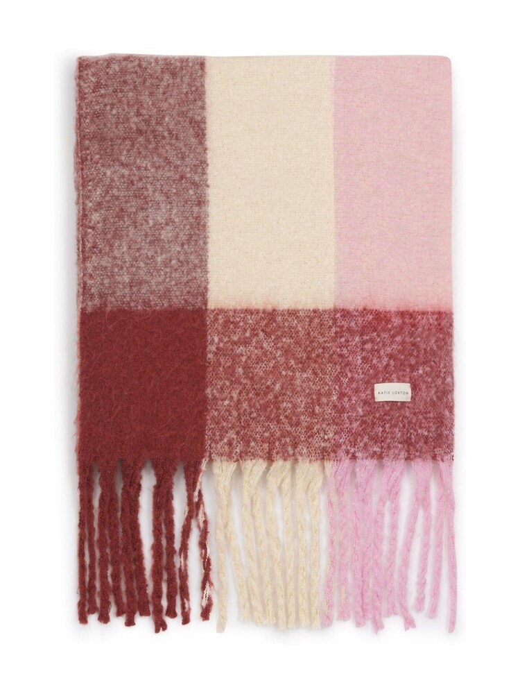 Katie Loxton Pink Oversized Checked Tassel Scarf - Image 1 of 4