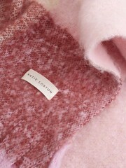 Katie Loxton Pink Oversized Checked Tassel Scarf - Image 2 of 4