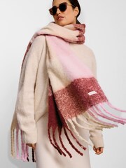 Katie Loxton Pink Oversized Checked Tassel Scarf - Image 4 of 4