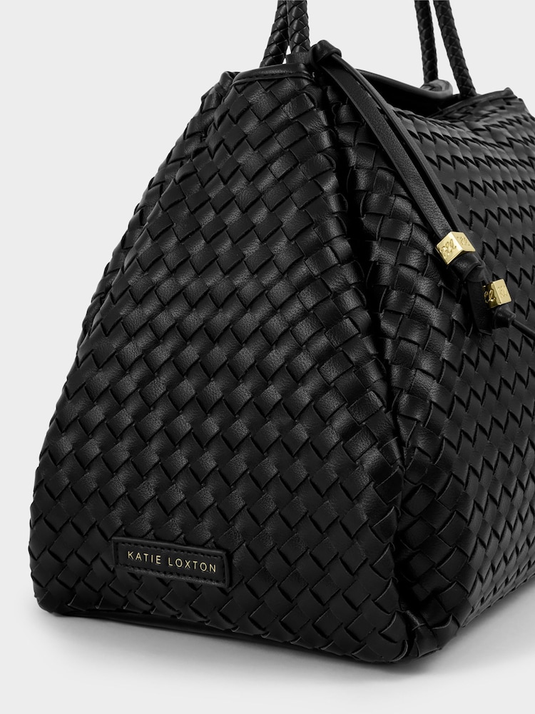 أسود - حقيبة كتف كبيرة منسوجة يدويًا Nova من Katie Loxton - صورة 5 من 5