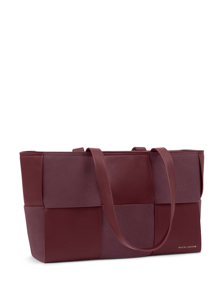 Katie Loxton Red Taya Woven Faux Suede Tote Bag - Image 5 of 5