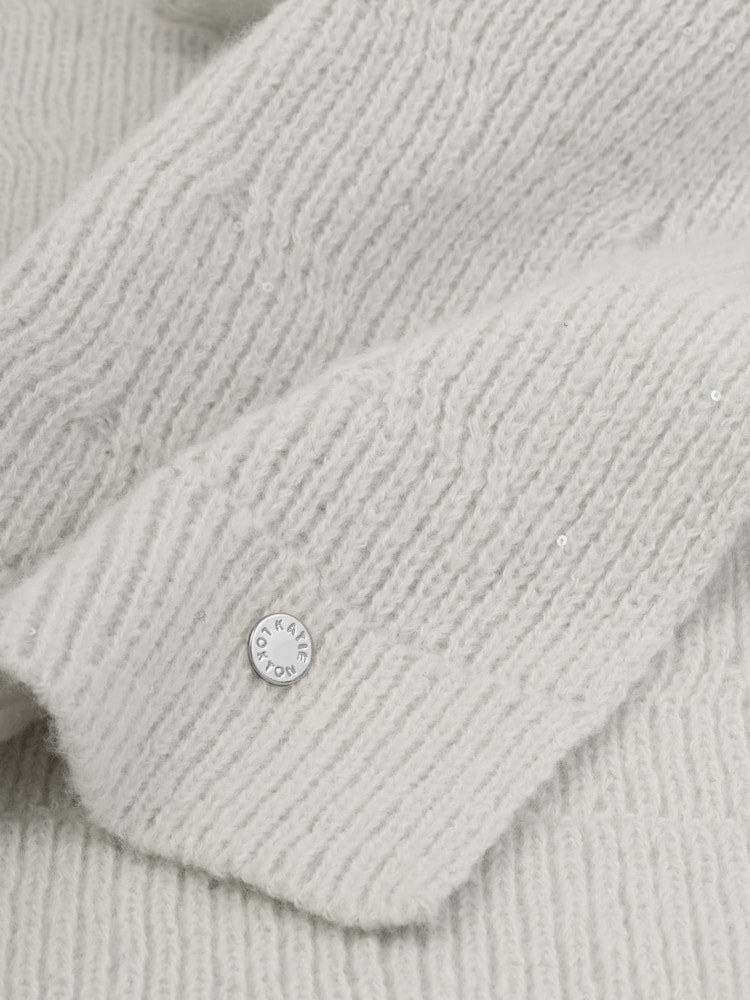 Katie Loxton Grey Sequin Scarf - Image 2 of 4 Katie Loxton Grey Sequin Scarf - Image 2 of 4