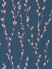 Harlequin Rose Navy Salice Idyllic A4 Wallpaper Sample - Image 1 of 1
