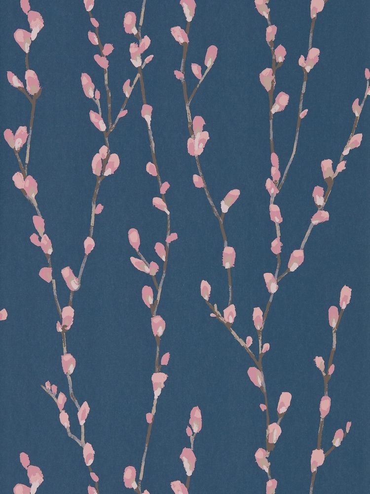 Harlequin Rose Navy Salice Idyllic A4 Wallpaper Sample - Image 1 of 1