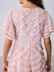 Baker by Ted Baker Pink Bead Embellished Tiered Ruffle Dress - Imaginea 10 din 11