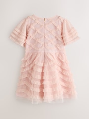 Baker by Ted Baker Pink Bead Embellished Tiered Ruffle Dress - Image 13 of 16