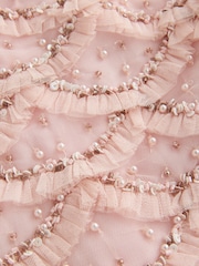 Baker by Ted Baker Pink Bead Embellished Tiered Ruffle Dress - Image 14 of 16