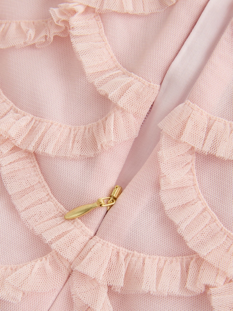 Baker by Ted Baker Pink Bead Embellished Tiered Ruffle Dress - Image 16 of 16