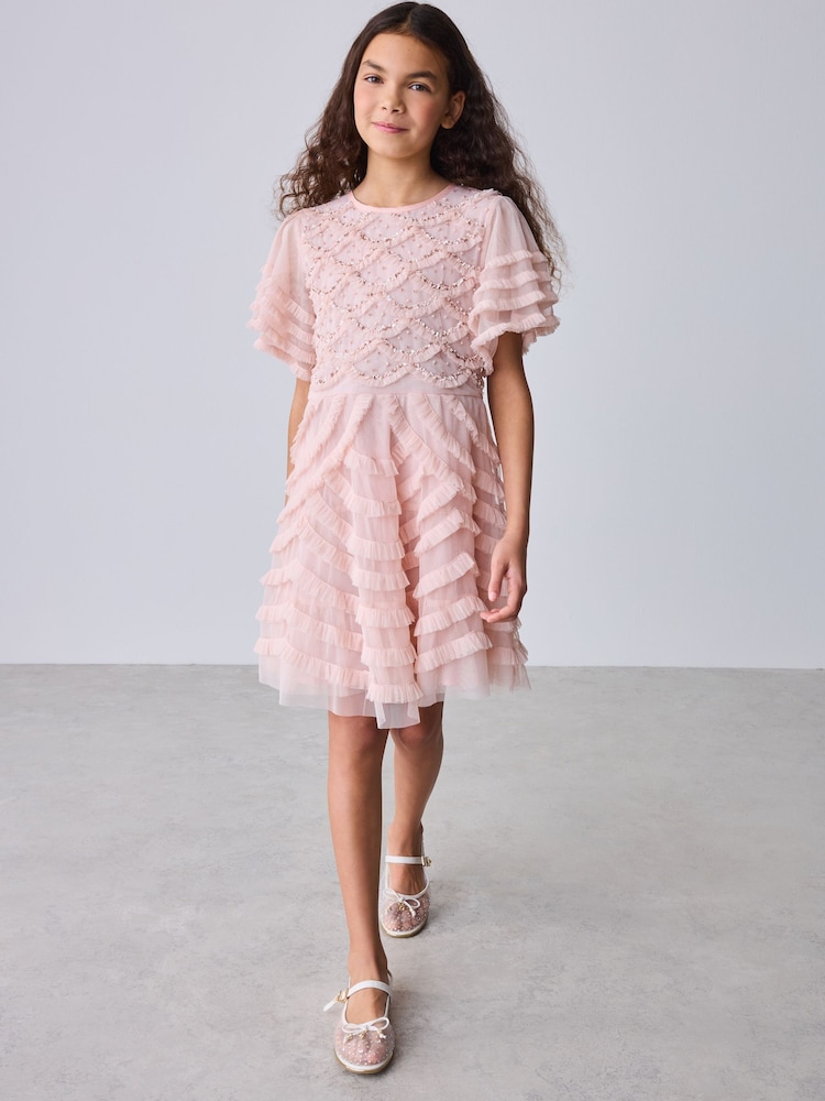 apricot dianthus lace insert maxi dress Farida Peach Lace Maxi Dress - US 8 main image 0