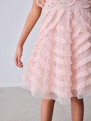 Baker by Ted Baker Pink Bead Embellished Tiered Ruffle Dress - Imaginea 9 din 11