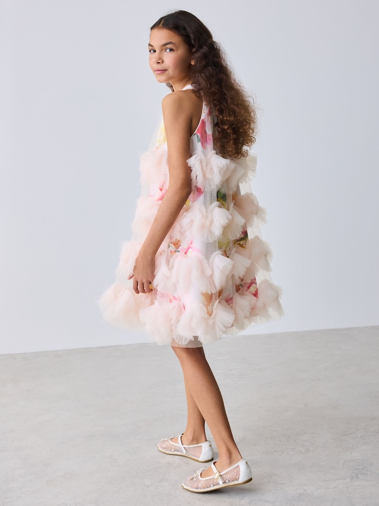 ted baker pink ruffle dress Buy Baker by Ted Baker Pink 3D Fluffy Ruffle Mesh Overlay Halter Dress from  Next USA