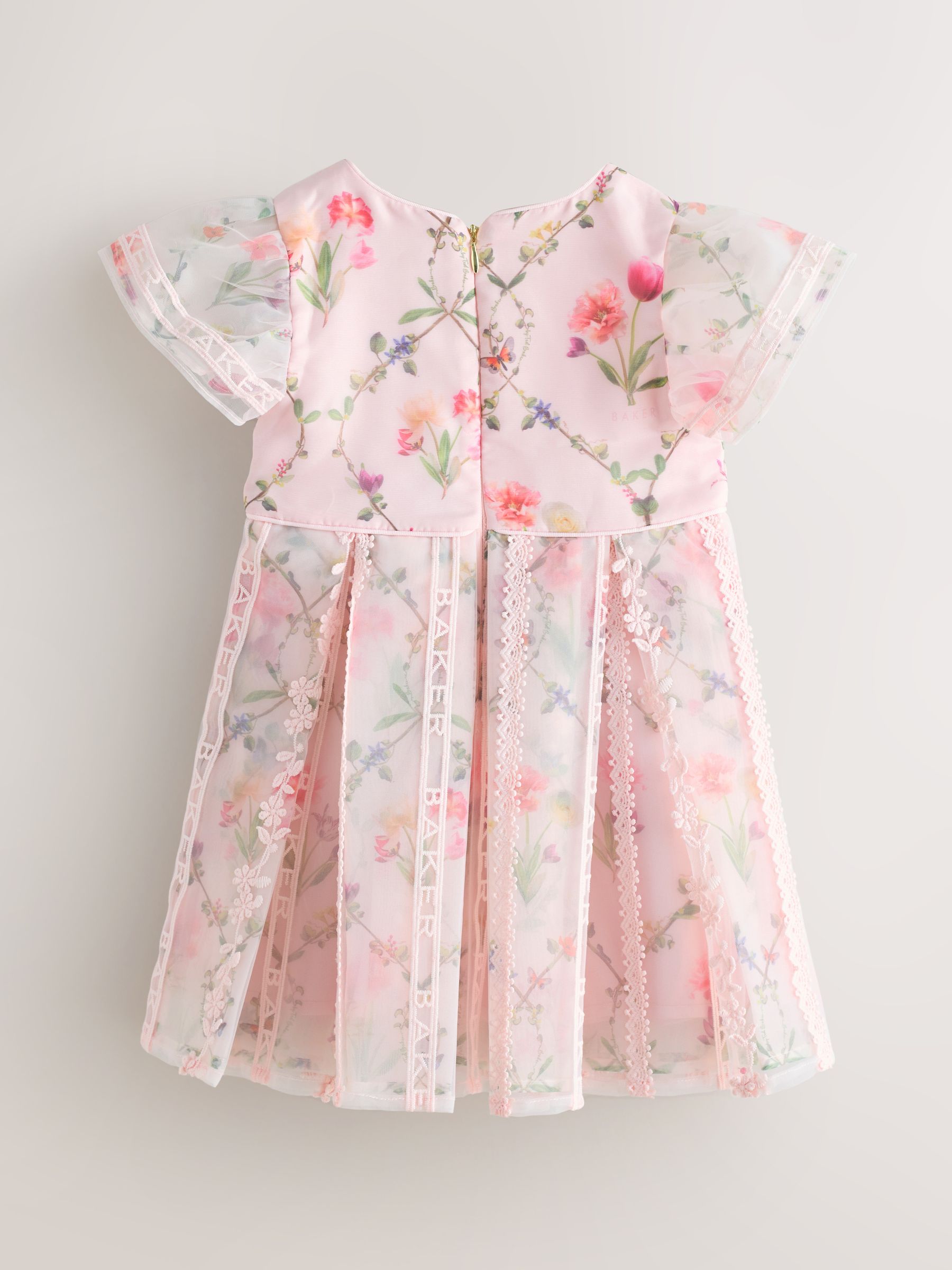 Buy Baker by Ted Baker Pink Organza Floral Trellis Lace Overlay