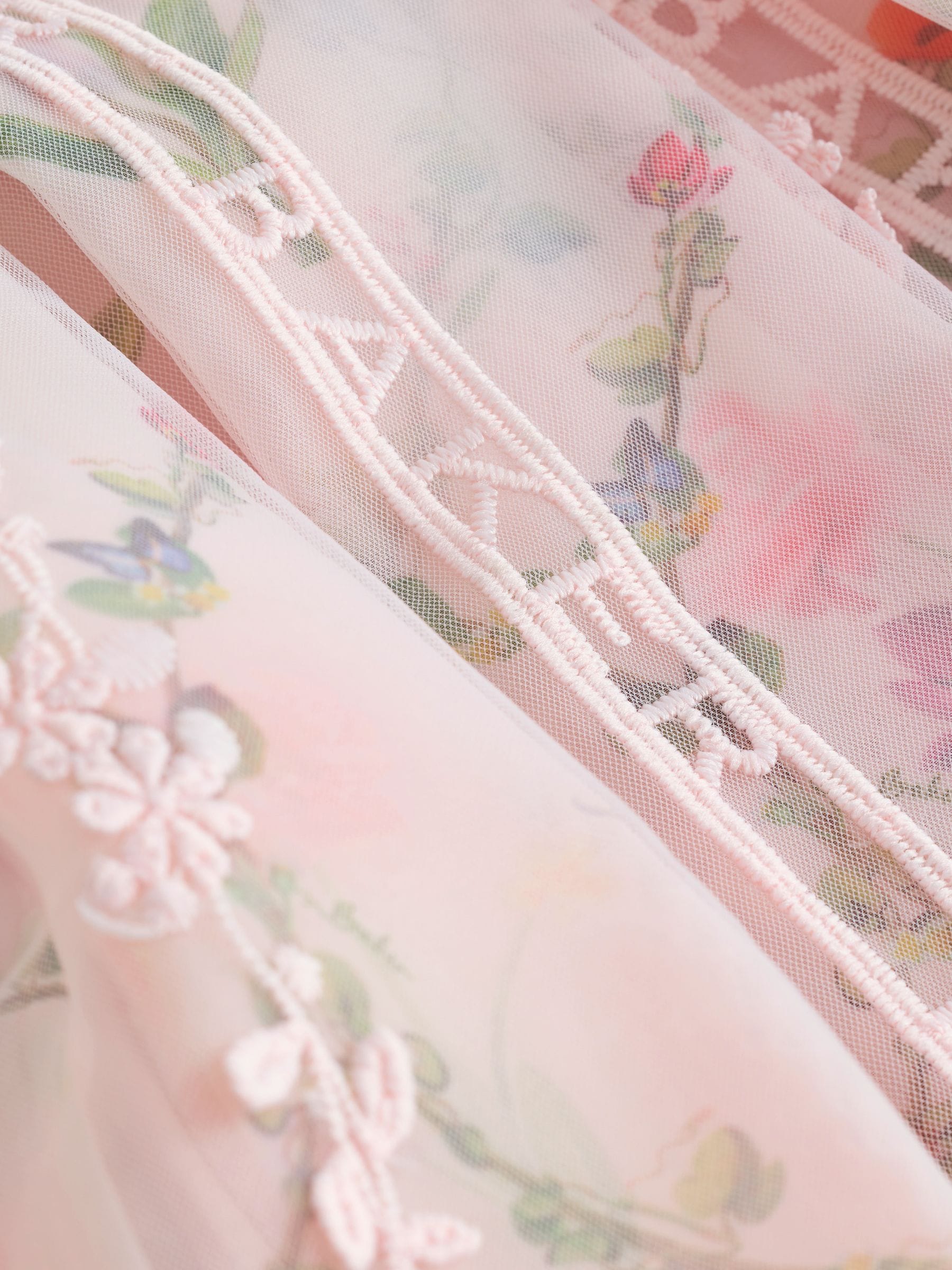 Buy Baker by Ted Baker Pink Organza Floral Trellis Lace Overlay