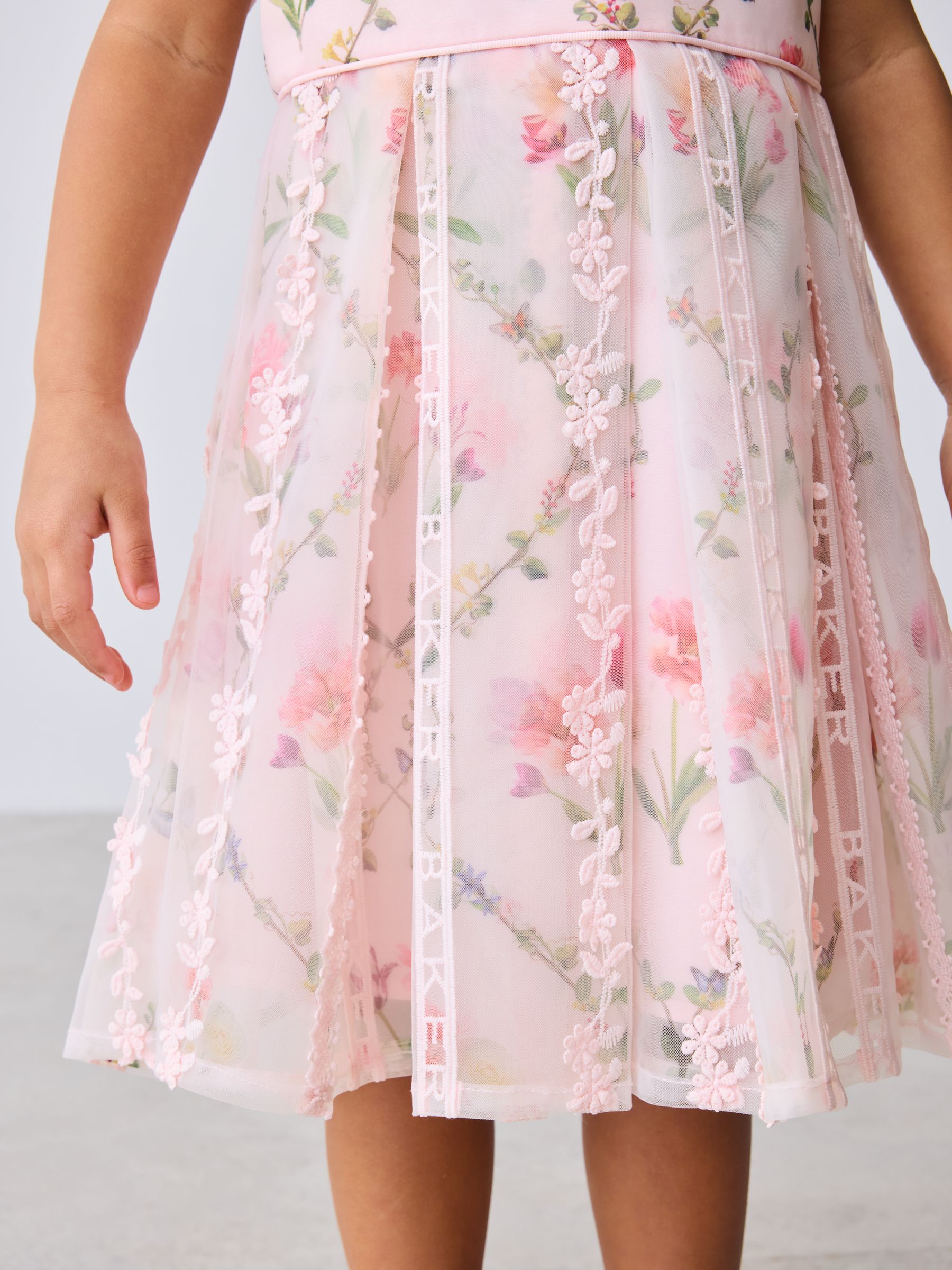 Buy Baker by Ted Baker Pink Organza Floral Trellis Lace Overlay