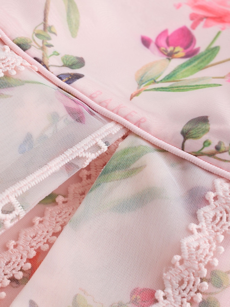 Baker by Ted Baker Pink Organza Floral Trellis Lace Overlay Dress - Image 7 of 7 Baker by Ted Baker Pink Organza Floral Trellis Lace Overlay Dress - Image 7 of 7