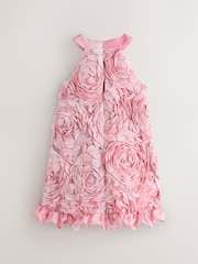 فستان بحمالة رقبة وردي بنقشة زهرية بارزة الملمس ثلاثية الأبعاد من Baker by Ted Baker - صورة 8 من 12