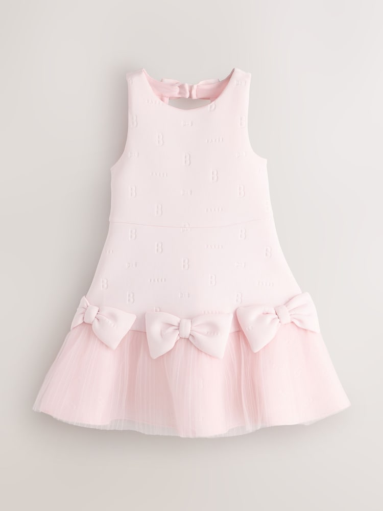 Baker by Ted Baker Mesh 3D Bow Hem Embossed Scuba Dress - Image 1 of 5 Baker by Ted Baker Mesh 3D Bow Hem Embossed Scuba Dress - Image 1 of 5