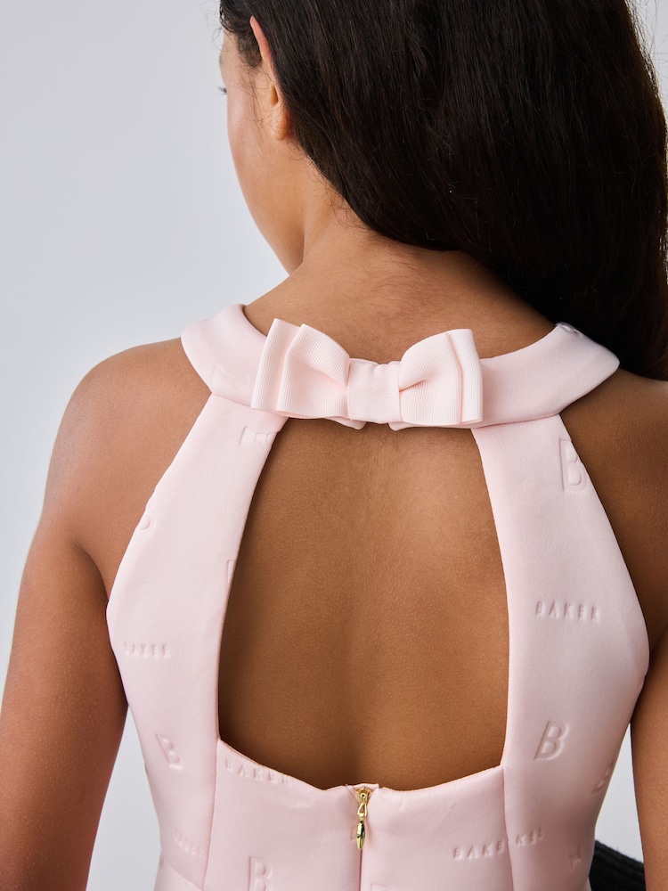 open lace back dress Ted Baker Pink Panel Pleated Dress