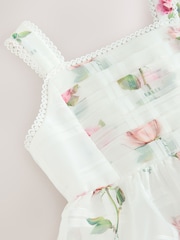 Baker by Ted Baker Burnout Organza Floral Tiered Midi White Dress - Image 10 of 12