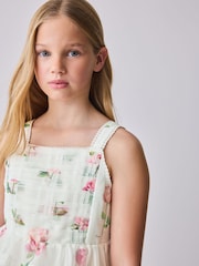 Baker by Ted Baker Burnout Organza Floral Tiered Midi White Dress - Imaginea 4 din 12